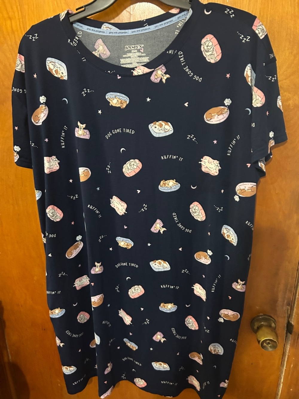 JoysPUn pajamas with dogs on them and gently more condition